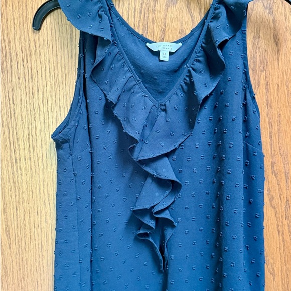 LC Lauren Conrad Tops - LC Lauren Conrad Blue Ruffled Sleeveless Blouse